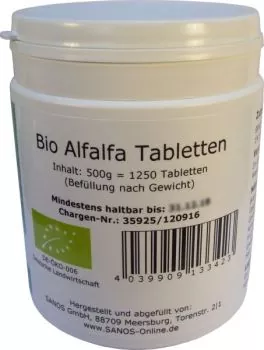 Basische Ernährung mit Lebensmittel Alfalfa Tabletten für Säure Basen Haushalt.