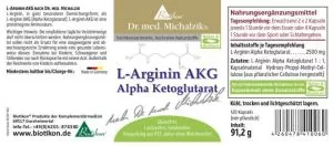 Etikett Biotikon L Arginin AKG Alpha Ketoglutarat Kapseln