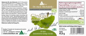 Ginkgo biloba Extrakt plus von Biotikon - Etikett