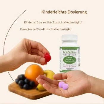 Kuh-Perli aktiv 60 Kolostrum Lutschtabletten Himbeere