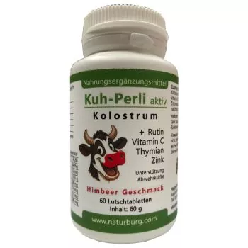 Kuh-Perli aktiv 60 Kolostrum Lutschtabletten Himbeere