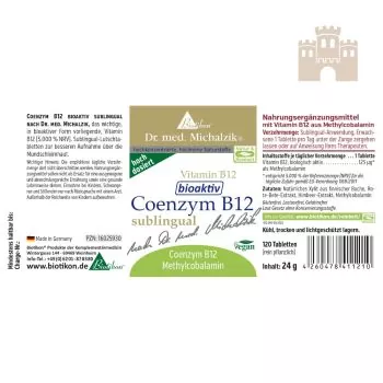 Methylcobalamin Vitamin B12 - Coenzym B12 bioaktiv sublingual
