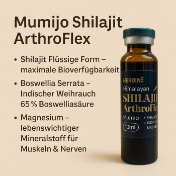 Preview: Mumijo Shilajit mit Weihrauch und Magnsium flüssig in Ampulle