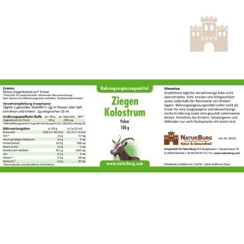 Preview: Ziegenkolostrum Colostrum Pulver 100 g Preview: Ziegenkolostrum Pulver NaturBurg