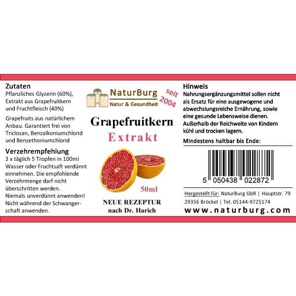 NaturBurg Grapefruitkernextrakt Etikett