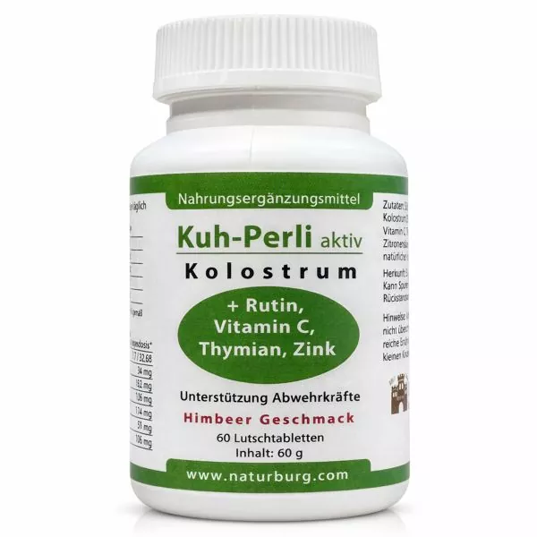 Kuh-Perli aktiv 60 Kolostrum Lutschtabletten Himbeere