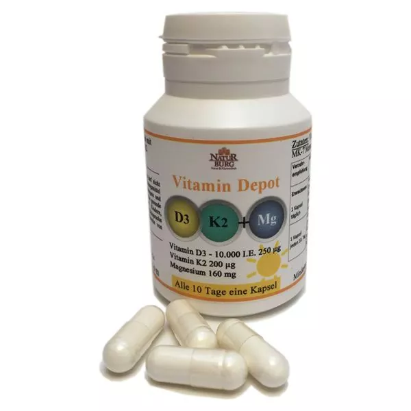 Vitamin D3 K2 MK7 Magnesium Depot 30 Kapseln hochdosiert